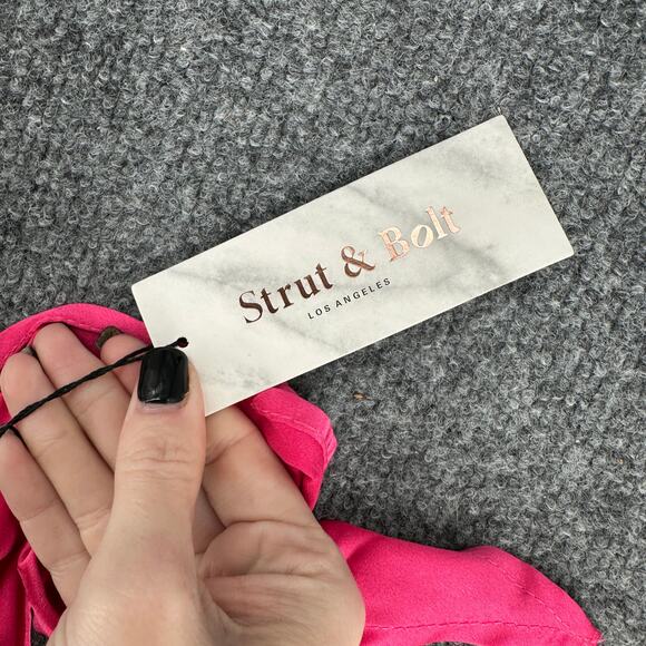 Strut & Bolt Color Blocked Red Pink Wrap Bodysuit NWT Small Ties One Piece - Picture 8 of 8